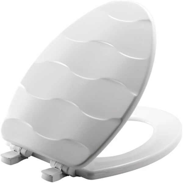 Chesterfield Basket Weave Design Elongated Wood Sculptured Toilet Seat, White CH2669566 - main
